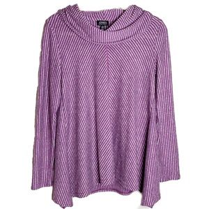 Jones NY Cowl Neck Striped Sweater Purple Top Stretch Knit